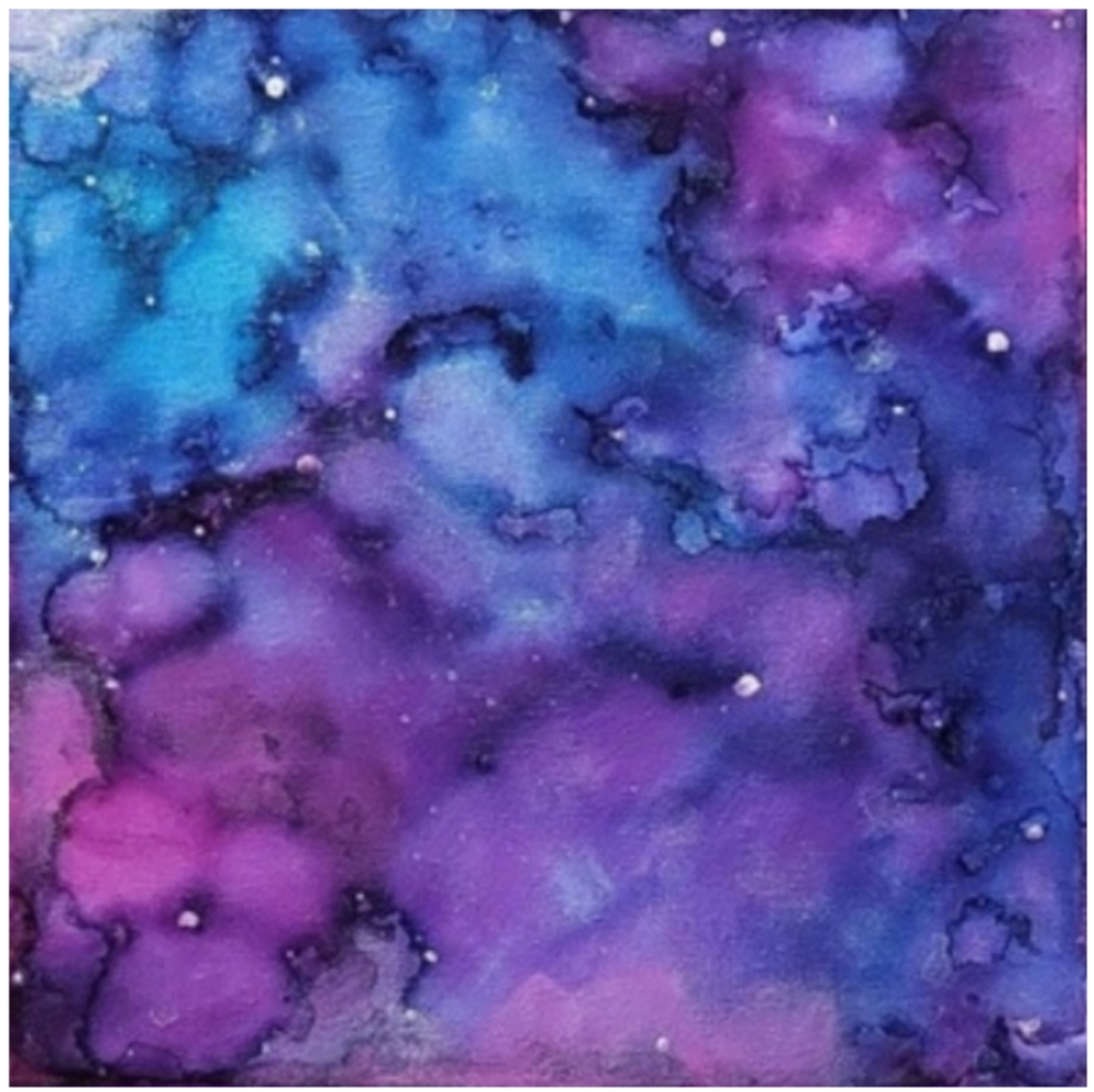 Hand Crafted Purple and Blue Abstract Design 12x12 Inches Canvas Picture - Picture 2 of 4